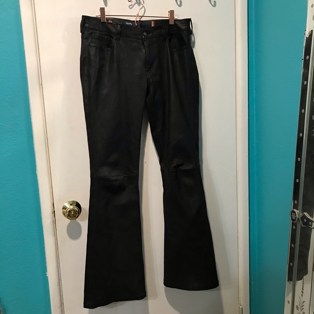 Black Boot Cut Leather-Effect Women's Pants